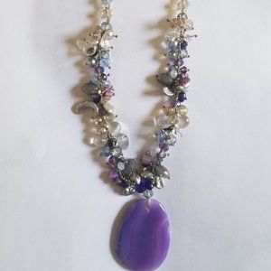 Multicolor Stone and Plastic Bead Necklace